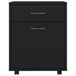 Berkfield Home Rolling Cabinet Black 45x38x54 cm Engineered Wood - Size: 45 x 38 x 54 cm - thumbnail 4