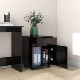 Berkfield Home Rolling Cabinet Black 45x38x54 cm Engineered Wood - Size: 45 x 38 x 54 cm - thumbnail 3