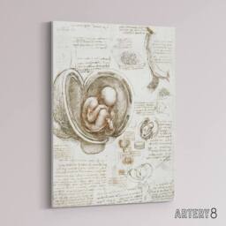 "Artery8 Studies of the Foetus in the Womb da Vinci Canvas Wall Art in Beige - Size: W18"" x H24""" - thumbnail 2