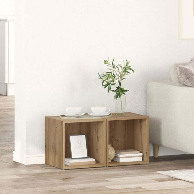 Berkfield Home TV Cabinet 2 pcs Brown 37 x 35 x 37 cm Engineered wood - image 1
