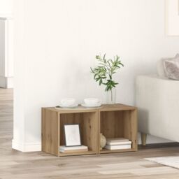 Berkfield Home TV Cabinet 2 pcs Brown 37 x 35 x 37 cm Engineered wood - thumbnail 1