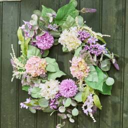 Dibor Colourful Purple Summer Floral Door Wreath Spring Wreath 60cm - thumbnail 1