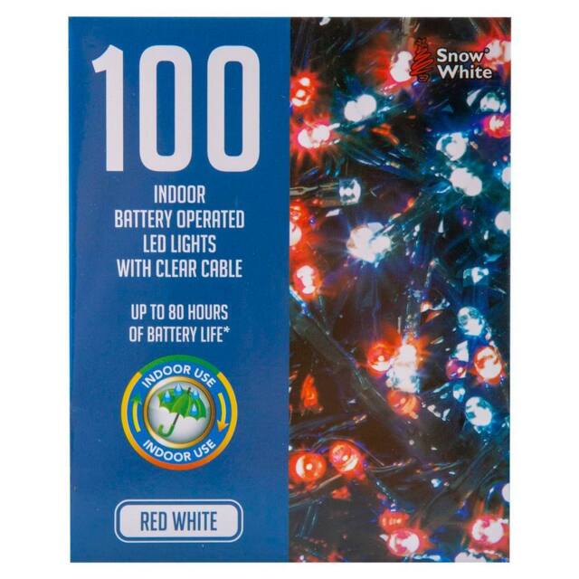VFM e-Store Christmas Cold White & Red String Lights 100 Bulbs 8m 50cm Lead X 1 - image 1