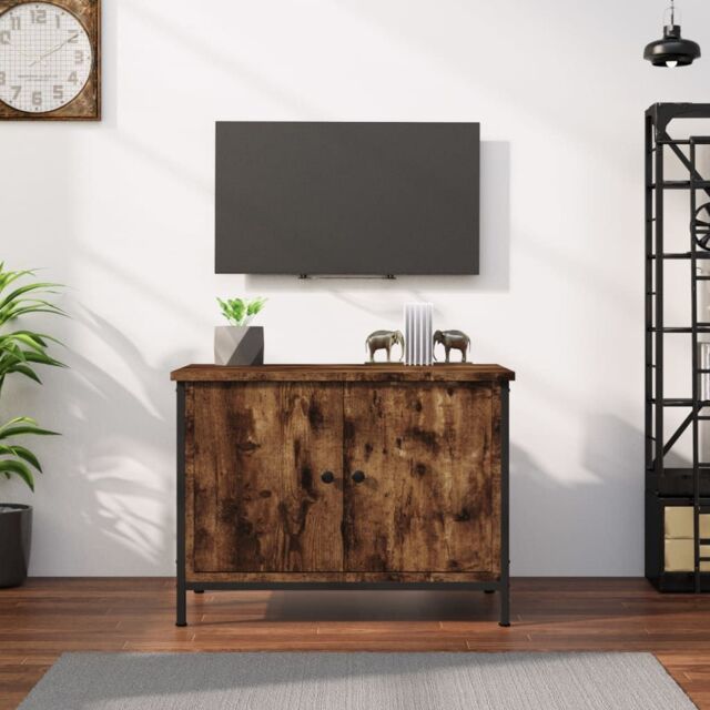 Berkfield Home TV Cabinet with Doors Smoked Oak 60x35x45 cm Engineered Wood in Brown - Size: 60 x 35 x 45 cm - image 1