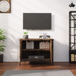Berkfield Home TV Cabinet with Doors Smoked Oak 60x35x45 cm Engineered Wood in Brown - Size: 60 x 35 x 45 cm - thumbnail 3