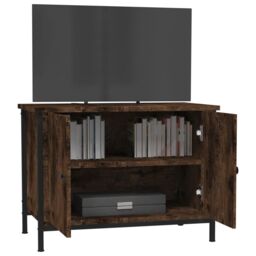 Berkfield Home TV Cabinet with Doors Smoked Oak 60x35x45 cm Engineered Wood in Brown - Size: 60 x 35 x 45 cm - thumbnail 4