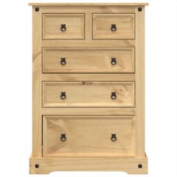 Berkfield Home Chest of Drawers Corona 80x43x114 cm Solid Wood Pine in Brown - Size: 80 x 43 x 114 cm - thumbnail 4