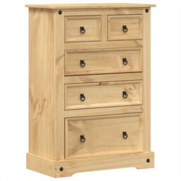 Berkfield Home Chest of Drawers Corona 80x43x114 cm Solid Wood Pine in Brown - Size: 80 x 43 x 114 cm - thumbnail 2