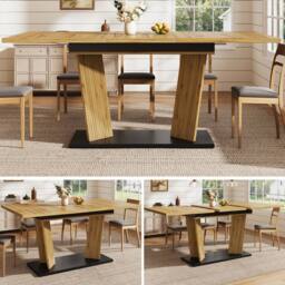 Matteo Modern Extendable Dining Table - Oak Effect Wood - Rectangular Table in Light Oak - thumbnail 1