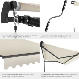 tectake Retractable Awning Ornella in Beige - Size: 250 cm x 200 cm - thumbnail 5