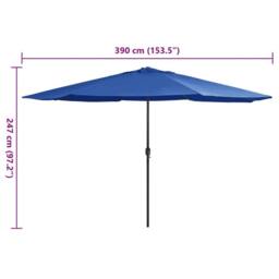 Berkfield Home Durable Garden Parasol with Metal Pole 390 cm Azure Blue - thumbnail 7