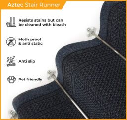 runrug Beige Aztec Stair Carpet Runner - Size: 66 cm x 660 cm - thumbnail 3