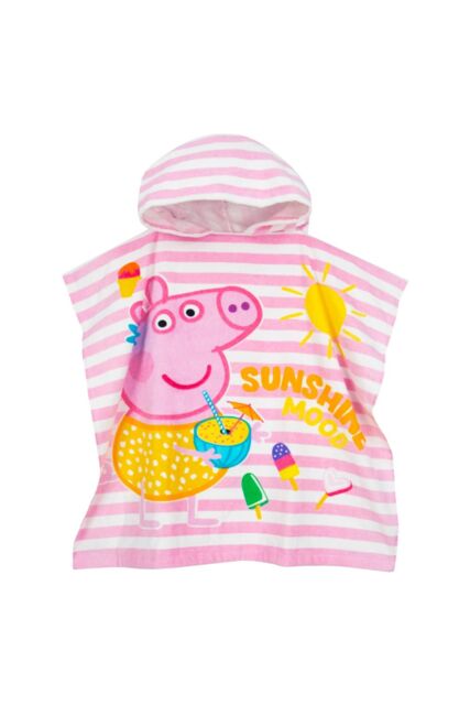 Peppa Pig Women's Striped Hooded Towel Poncho in Pink - image 1