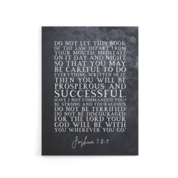"Artery8 Joshua 1 8 9 Be Strong & Bible Quote Canvas Wall Art Print in Grey - Size: W24"" x H32""" - thumbnail 1