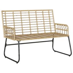 Berkfield Home Garden Bench with Pillow Poly rattan, steel in Brown - thumbnail 4