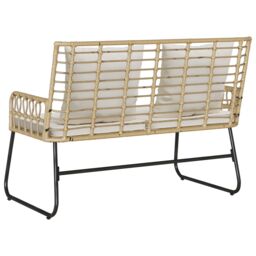 Berkfield Home Garden Bench with Pillow Poly rattan, steel in Brown - thumbnail 7