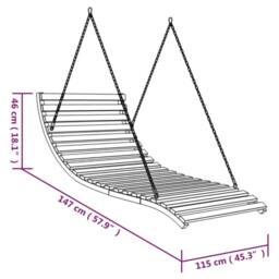 Berkfield Home Swing Bed Solid Bent Wood with Teak Finish 115x147x46 cm in Brown - Size: 115 x 147 x 46 cm - thumbnail 5