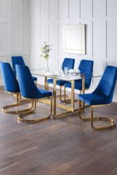 Julian Bowen Vittoria High Back Upholstered Dining Chair (Set of 2) in Blue - thumbnail 5