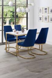 Julian Bowen Vittoria High Back Upholstered Dining Chair (Set of 2) in Blue - thumbnail 3
