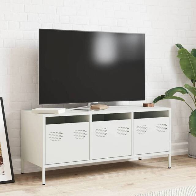 Berkfield Home TV Cabinet White 101.5x39x43.5 cm Cold-rolled Steel - image 1