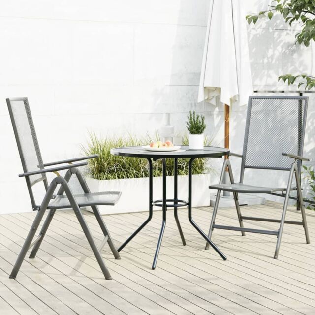 Berkfield Home Reclining Garden Chair Set 3 pcs Anthracite Powder-coated Steel in Black - image 1