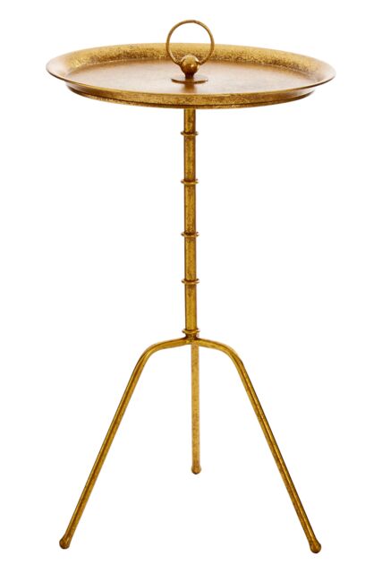 Orsina Gold Finish Small Accent Table, Elegant Side Table By Couch For Livingroom, Distressed Small Lounge Table - image 1