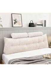Living and Home Triangle Wedge Headboard Pillow Backrest Support Cushion in Light Grey - thumbnail 2