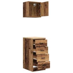 Berkfield Home Garage Cabinets 2 pcs Old Wood Engineered Wood in Brown - thumbnail 6
