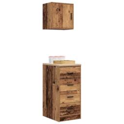 Berkfield Home Garage Cabinets 2 pcs Old Wood Engineered Wood in Brown - thumbnail 4
