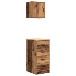 Berkfield Home Garage Cabinets 2 pcs Old Wood Engineered Wood in Brown - thumbnail 2