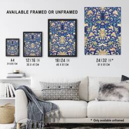 "Artery8 Owen Jones Ornamental Chinese Floral Pattern Wall Art Print in Blue - Size: W12"" x H16""" - thumbnail 3
