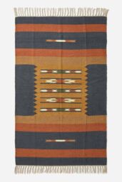 Homescapes Lundi Orange & Blue Kilim Cotton & Jute Rug - Size: 120 cm x 170 cm - thumbnail 2