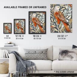 "Artery8 Red Kite on Tree Branch Watercolour Portrait Framed Art Print - Size: W12"" x H16""" - thumbnail 3