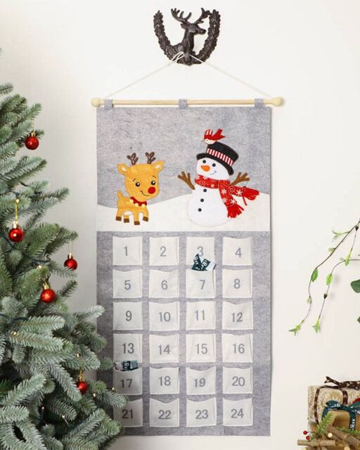 Dibor Luxury Countdown Snowman Reindeer Christmas Advent Calendar for Kids in White - image 1
