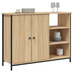 Berkfield Home Sideboard Sonoma Oak 100x33x75 cm Engineered Wood in Brown - Size: 100 x 33 x 75 cm - thumbnail 3