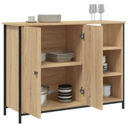 Berkfield Home Sideboard Sonoma Oak 100x33x75 cm Engineered Wood in Brown - Size: 100 x 33 x 75 cm - thumbnail 4