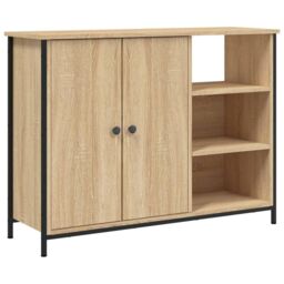 Berkfield Home Sideboard Sonoma Oak 100x33x75 cm Engineered Wood in Brown - Size: 100 x 33 x 75 cm - thumbnail 2