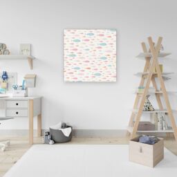 "Warren Reed - Designer Hand Drawn Swimming Fish Canvas in Pink - Size: W16"" x H16""" - thumbnail 3