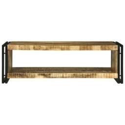 Berkfield Home Beautiful Coffee Table 120x50x38 cm Solid Rough Wood Mango in Brown - Size: 120 x 50 x 38 cm - thumbnail 1