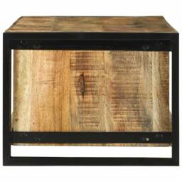 Berkfield Home Beautiful Coffee Table 120x50x38 cm Solid Rough Wood Mango in Brown - Size: 120 x 50 x 38 cm - thumbnail 4