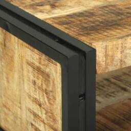 Berkfield Home Beautiful Coffee Table 120x50x38 cm Solid Rough Wood Mango in Brown - Size: 120 x 50 x 38 cm - thumbnail 7