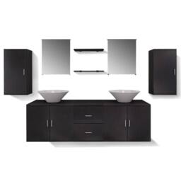 Berkfield Home Nine Piece Bathroom Furniture & Basin Set Black - thumbnail 5