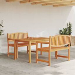 Berkfield Home 3 Piece Garden Dining Set Solid Wood Teak in Brown