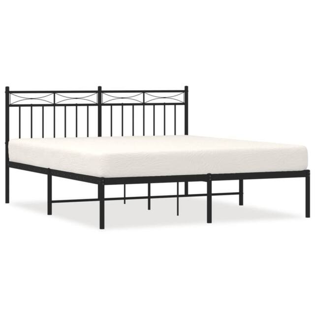 Berkfield Home Metal Bed Frame with Headboard Black 160x200 cm - image 1