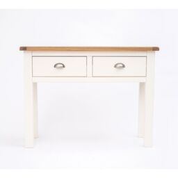 Cabinet Bits Lovere Off-White 2 Drawer Console Table Satin Chrome Cup