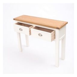 Cabinet Bits Lovere Off-White 2 Drawer Console Table Satin Chrome Cup - thumbnail 4
