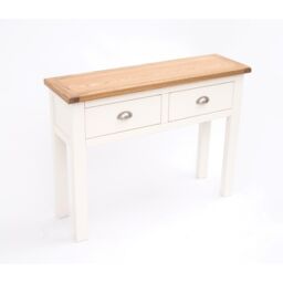 Cabinet Bits Lovere Off-White 2 Drawer Console Table Satin Chrome Cup - thumbnail 3