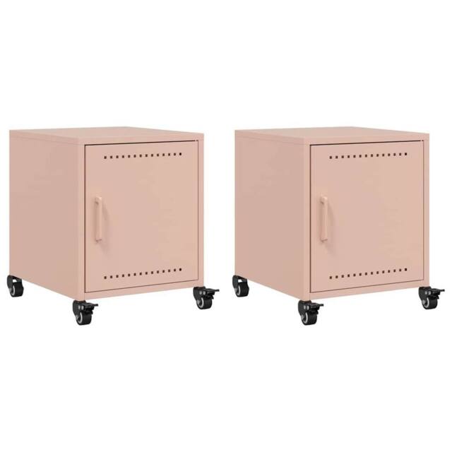 Berkfield Home Bedside Cabinets 2 pcs Pink 36x39x43.5 cm Steel - image 1