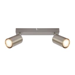 BRILONER 2 Light Nickel Matt Metal LED Spotlight in Metallics - thumbnail 2