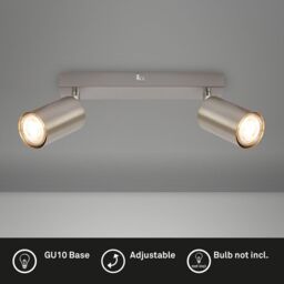 BRILONER 2 Light Nickel Matt Metal LED Spotlight in Metallics - thumbnail 3